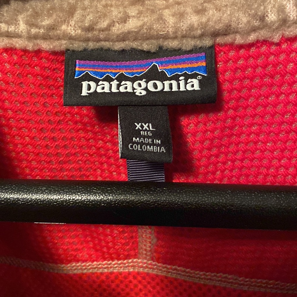 Men's Vintage Patagonia Retro X Deep Pile Zip Up Fleece Vest XXL Blue Tan - Picture 3 of 3